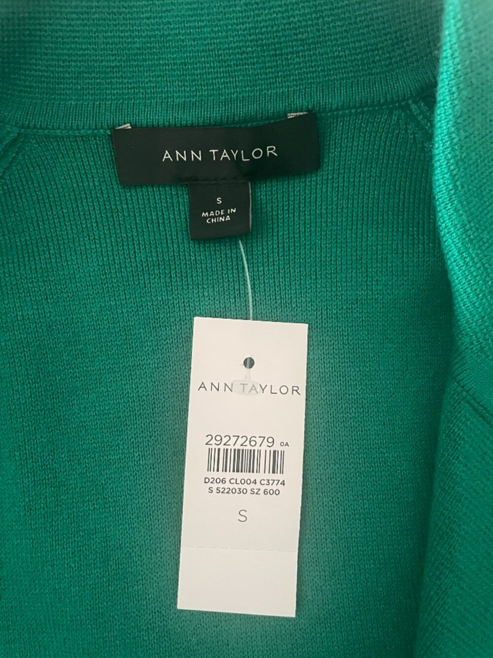 Ann Taylor Emerald Green Open Front Duster Cardigan Sweater Jacket NWT Small - Picture 4 of 6